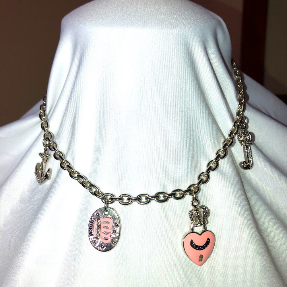 Vintage Juicy Couture 4 Charm Silver Necklace